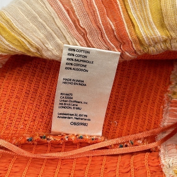 Anthropologie Yellow & Orange Striped Smocked Tank Top Size Large NWT - Picture 8 of 10
